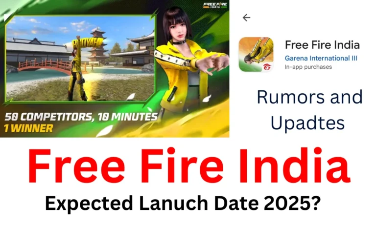 Image mein 'Free Fire India Kab Launch Hoga' prominently likha hai, saath hi 'Free Fire India Coming Soon' text aur vibrant Free Fire images dikh rahe hain, jo gaming community ke excitement aur anticipation ko darshate hain.